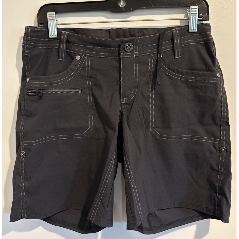Kuhl Hiking Shorts Womens 4 Black Excellent Contrast Stitch Cargo Utility Pocket
